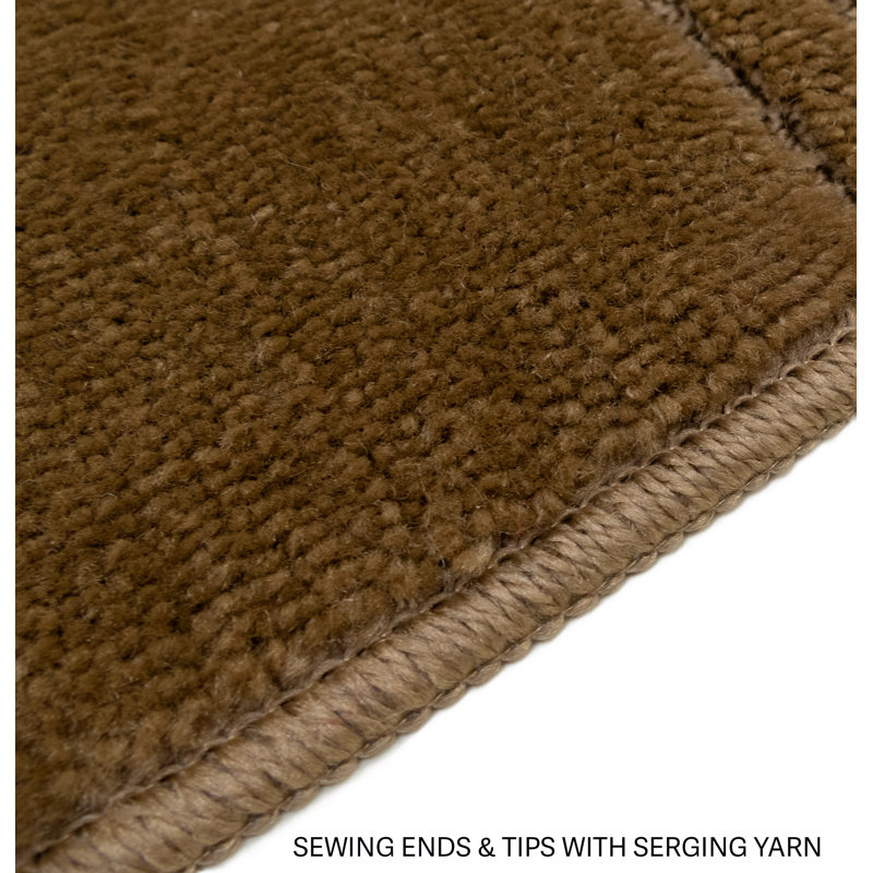 Tapis d'escalier marocain à profil moyen en velours lavable à la machine, Beige, Rectangle 7,5 po x 2 pi 2 po, 13