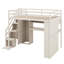 Structure de lit double pleine grandeur avec bureau d'étude intégré et lumières DEL, lit mezzanine en bois peu encombrant avec garde-robe, tablettes de rangement-1701164798
