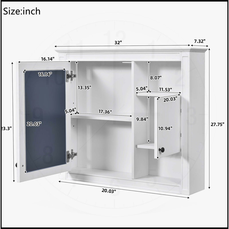 Armoire de salle de bain murale polyvalente avec plusieurs tablettes et miroir