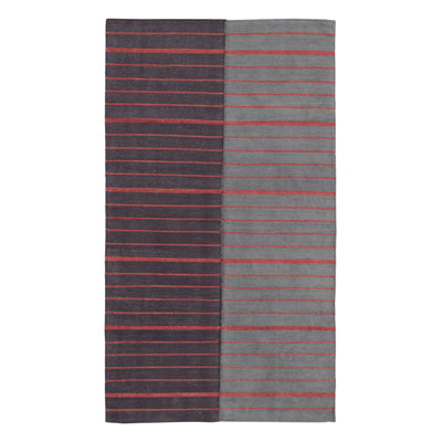 Rug & Kilim’S Contemporary India Dhurrie Rug In Gray And Red Geometric Stripes