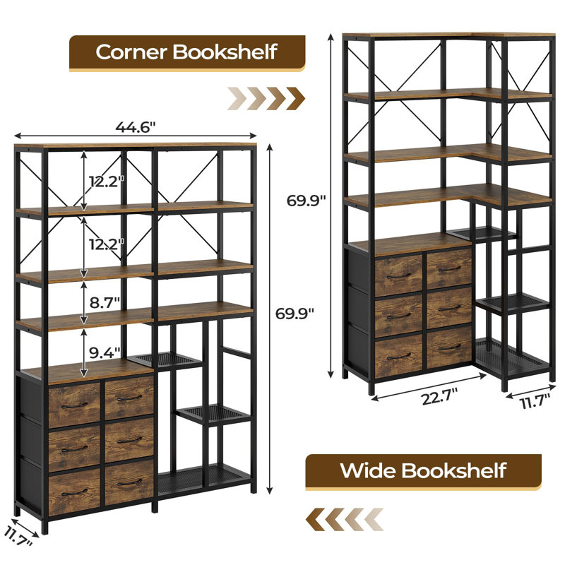 Bookcase With Six Drawers, Brown