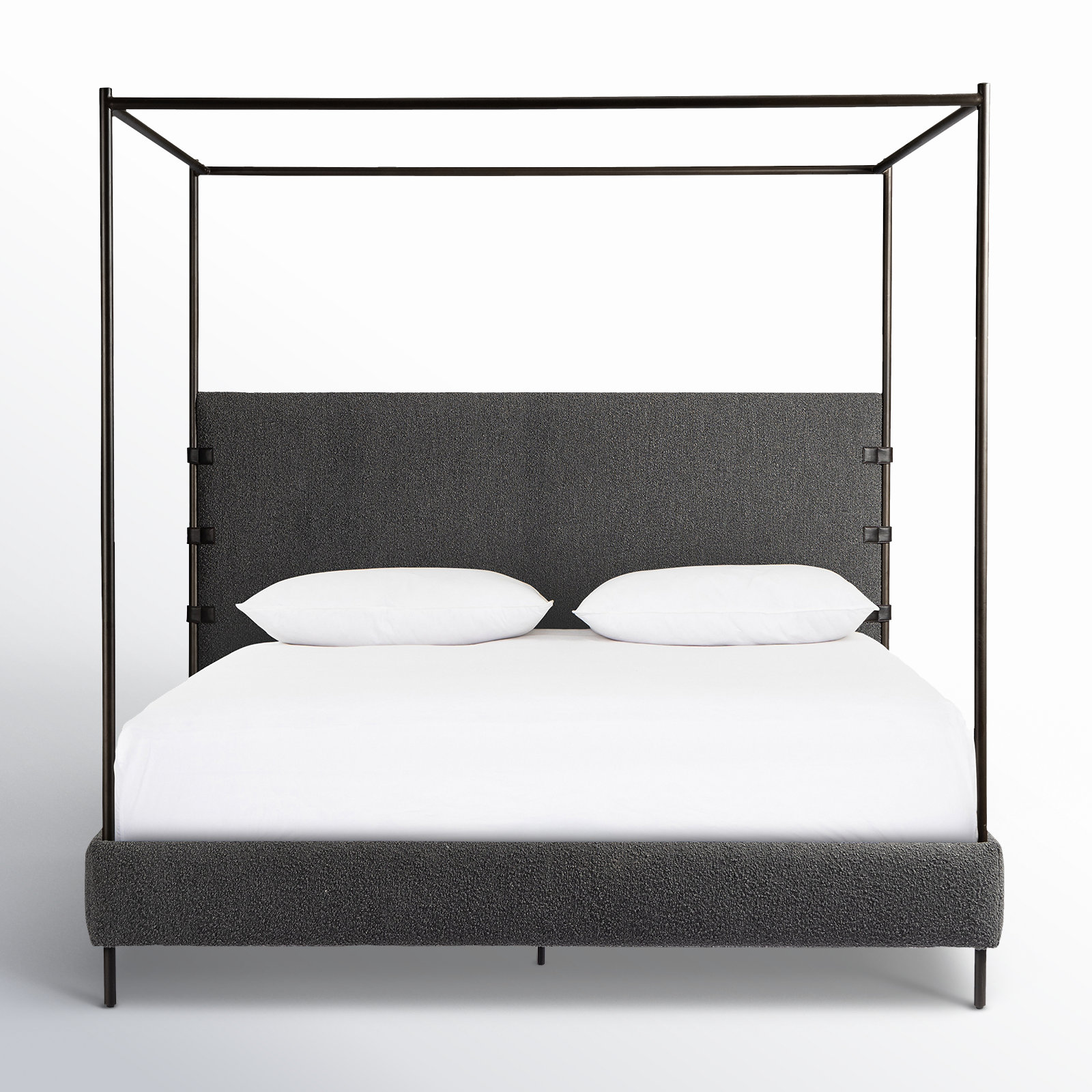 Malo Upholstered Metal Canopy Bed, Queen, Knoll Charcoal
