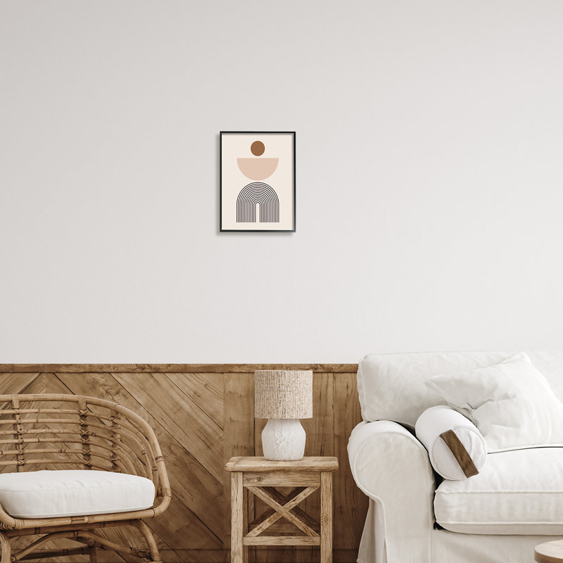 Art abstrait, formes boho sur bois, Giclée encadrée noir minuit, H 14 po x l 11 po x P 1,5 po