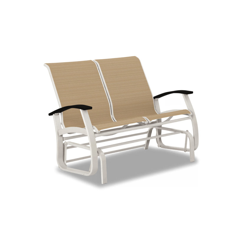 Belle Isle Outdoor Glider, Black P70, Textured Snow, Red 1D Sunbrella®