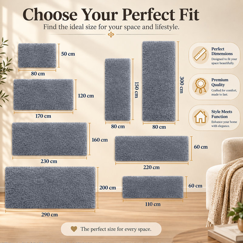 Machine Tufted High Pile Shag Area Rug(Ultra Soft & Fluffy), Grey, Rectangle 120 x 170 cm