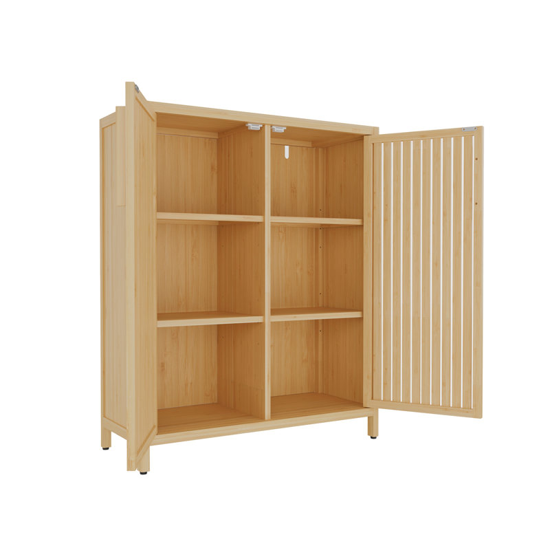 Armoire de rangement multi-scène à grande capacité avec fabrication en bambou durable et tablettes polyvalentes pour l'organisation à la maison
