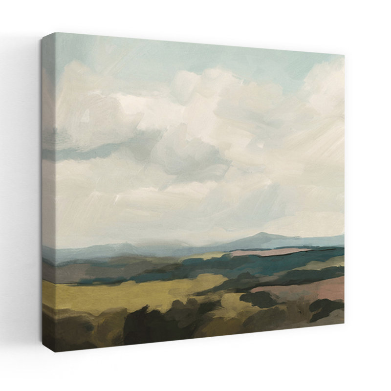 Art contemporain contemporain, paysage côtier moderne abstrait, H 24 po x l 24 po