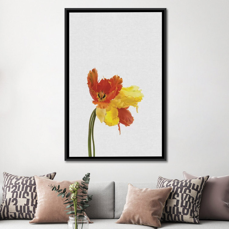 « tulipe », impression sur toile, H 26 po x l 18 po x P 1,5 po, Toile avec cadre noir, Pas de tapis