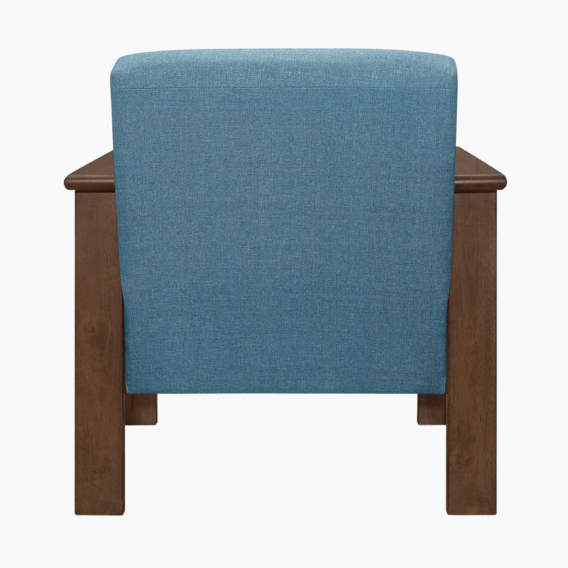 Fauteuil d'appoint moderne de style Mid-Century 29,5 po Bertolt avec revêtement en tissu texturé, structure en bois d'hévéa massif, ressorts en mousse sur les ressorts ensachés