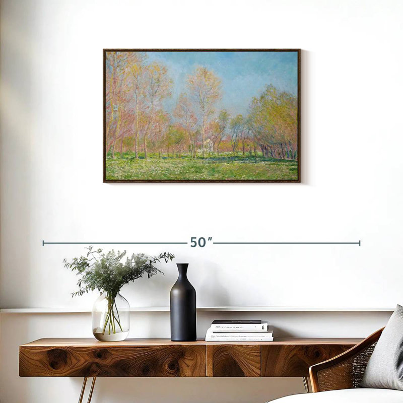 Le printemps à Giverny en 1890, Cadre flottant en noyer, 31 po x 21 po