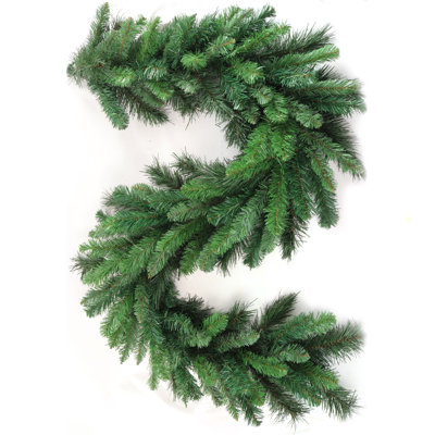 Guirlande de pin artificielle 6 pi de luxe à feuilles persistantes de 6 pi de diamètre 14 po avec 130 pointes réalistes idéales pour les manteaux de porte d'entrée et les rampes
