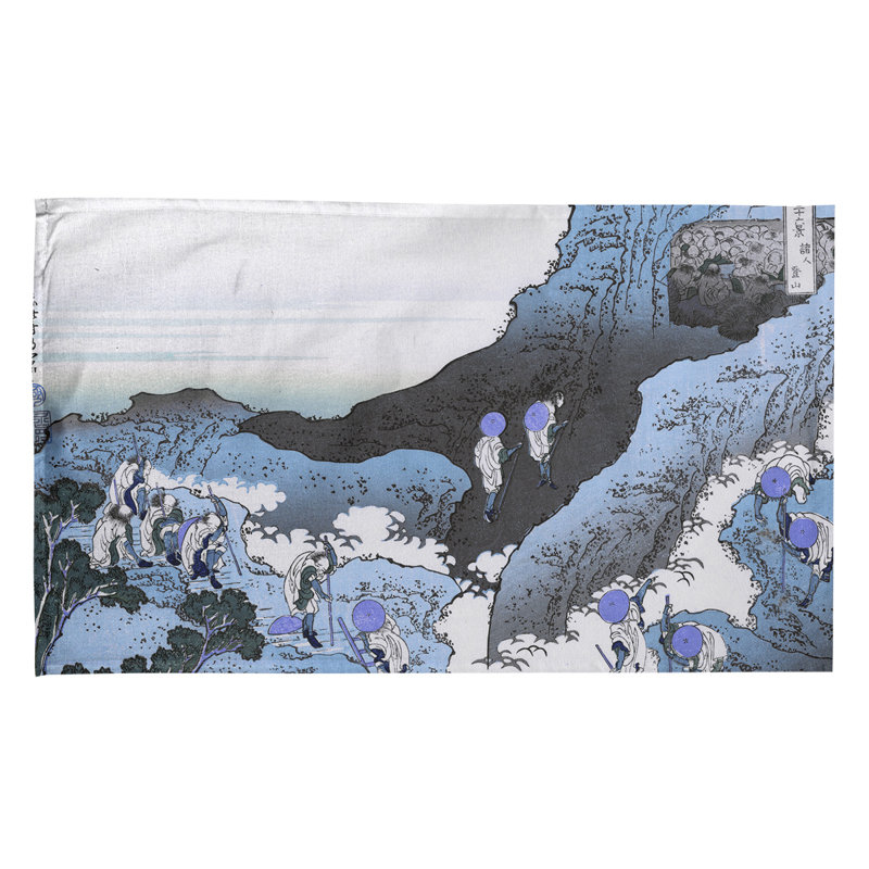 Torchon escalade sur Mt. Fuji, Croisé en coton, Bleu