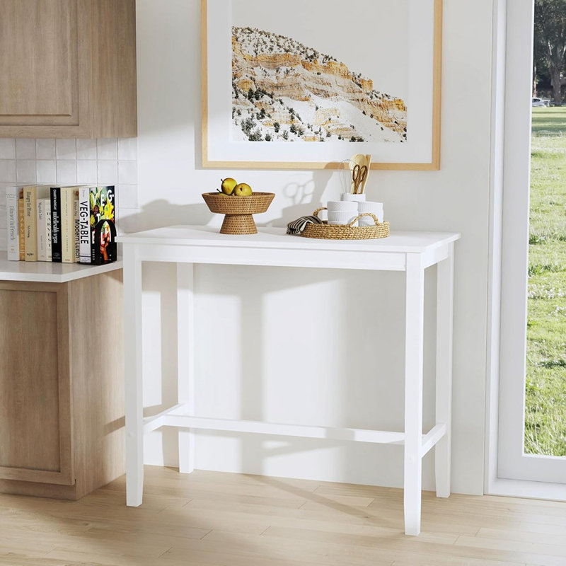 42" Bar-Height Pub Table, Solid Wood, White
