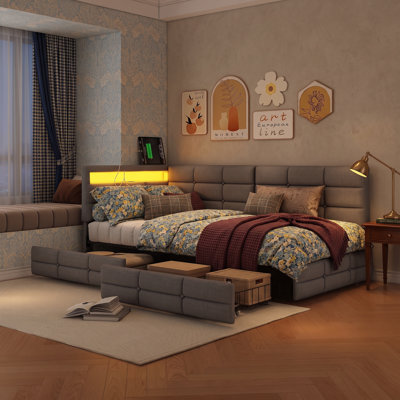 Upholstered Daybed with Drawer Storage