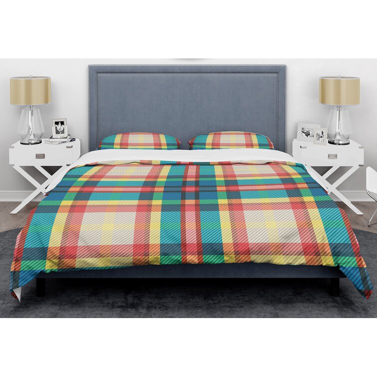 Bless International Farmhouse   Country Plaid Duvet Cover Set 