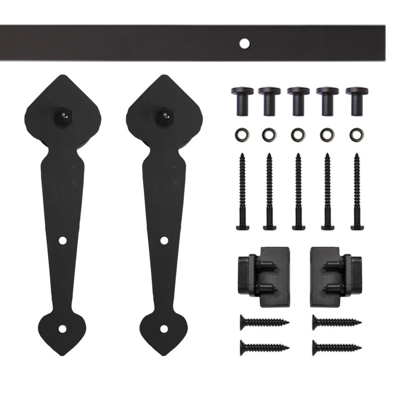 Ensemble de quincaillerie de porte de grange simple standard Spade Mini (porte non incluse), Noir, 72 po