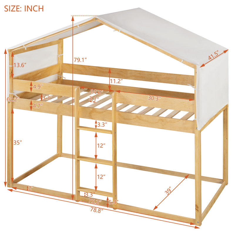 Colombes Kids Twin Over Twin Bunk Bed, Natural