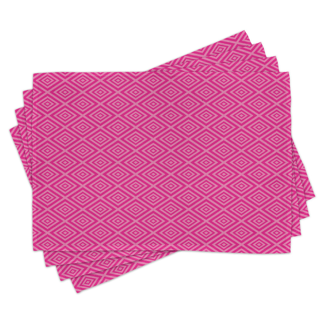 Platzdeckchen 4er-Set, Quadrate Klassische Fliese, Pink Hot Pink