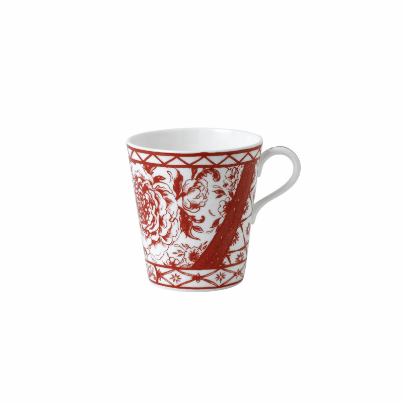 Victorias Garden Bone China Coffee Mug, Red