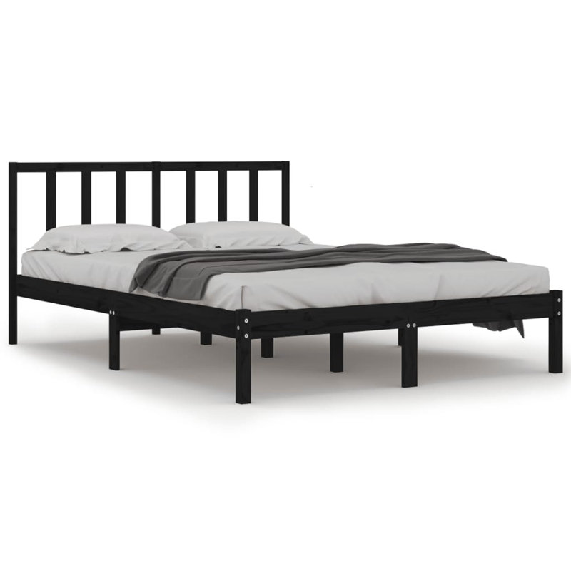 Miten Solid Wood Bed, Black, Kingsize (5')