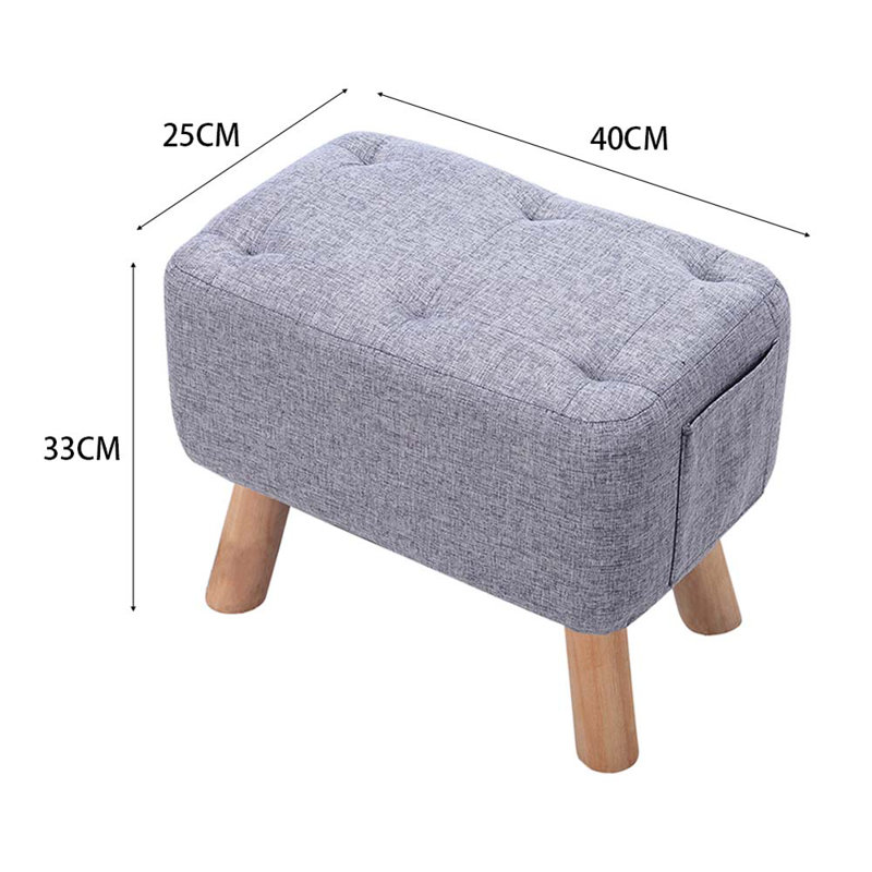 Lytle 40cm Wide Tufted Rectangle Solid Colour Ottoman, Grey