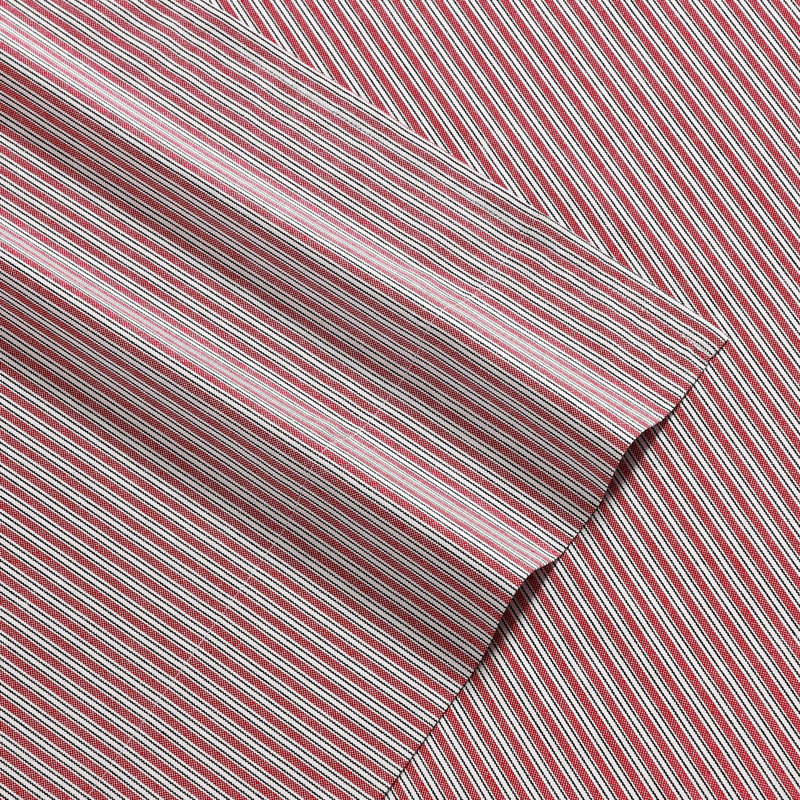 Tommy Hilfiger Printed Percale Cotton Sheet Set, Queen Sheet Set with 2 Pillowcases, Highland Ticking Stripe Red