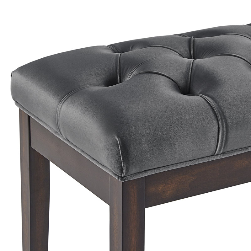 Banc en bois Dukinfield, Velours gris foncé, Espresso