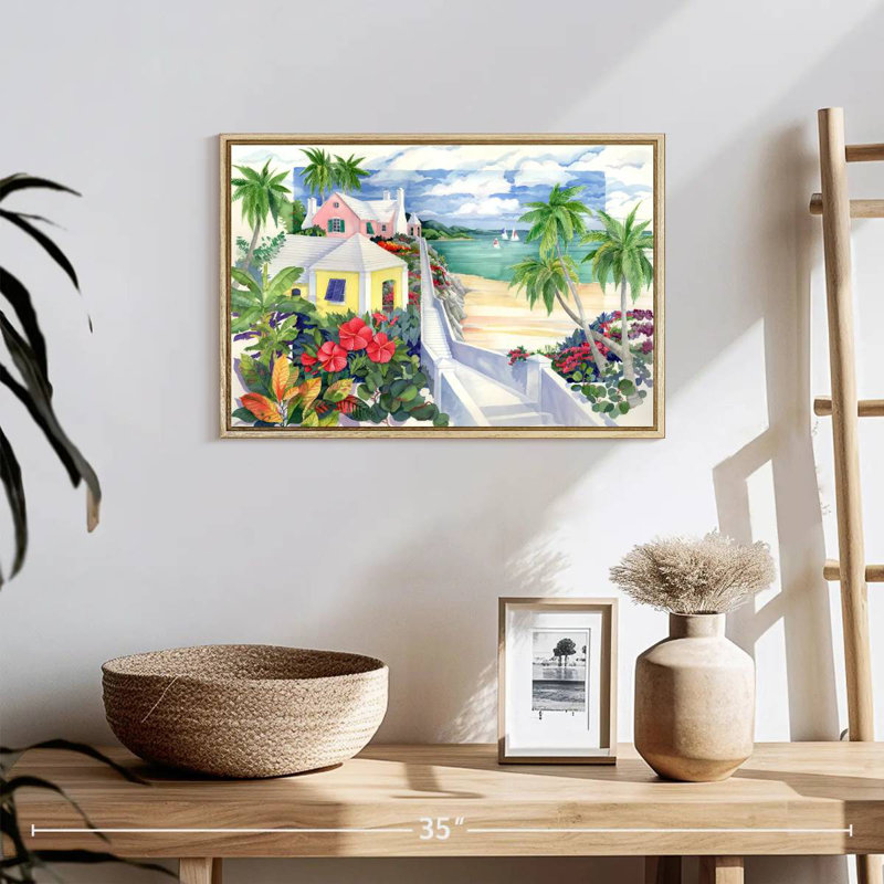 Island Cliff, Cadre flottant en bois naturel, 19 po x 13 po