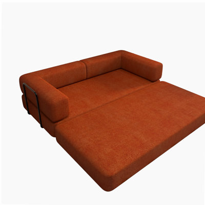 Canapé-lit convertible de 59 po avec coussin cylindrique, canapé-lit pliant en velours côtelé avec structure de forme fixe, canapé-lit de salon pour la chambre à coucher (beige)
