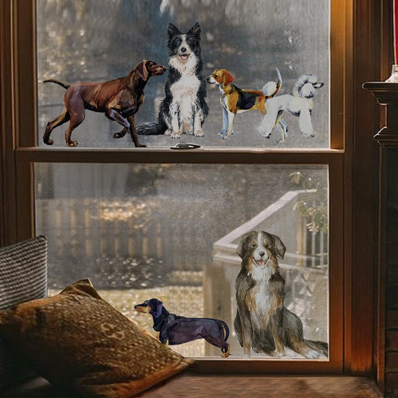 Autocollant de fenêtre Vintage Country Dogs