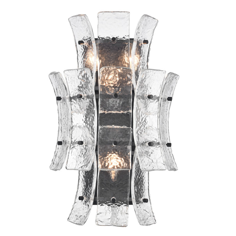 19.75" Sophie Sconce in Matte Black with Textured Rectangular Glass Panels
