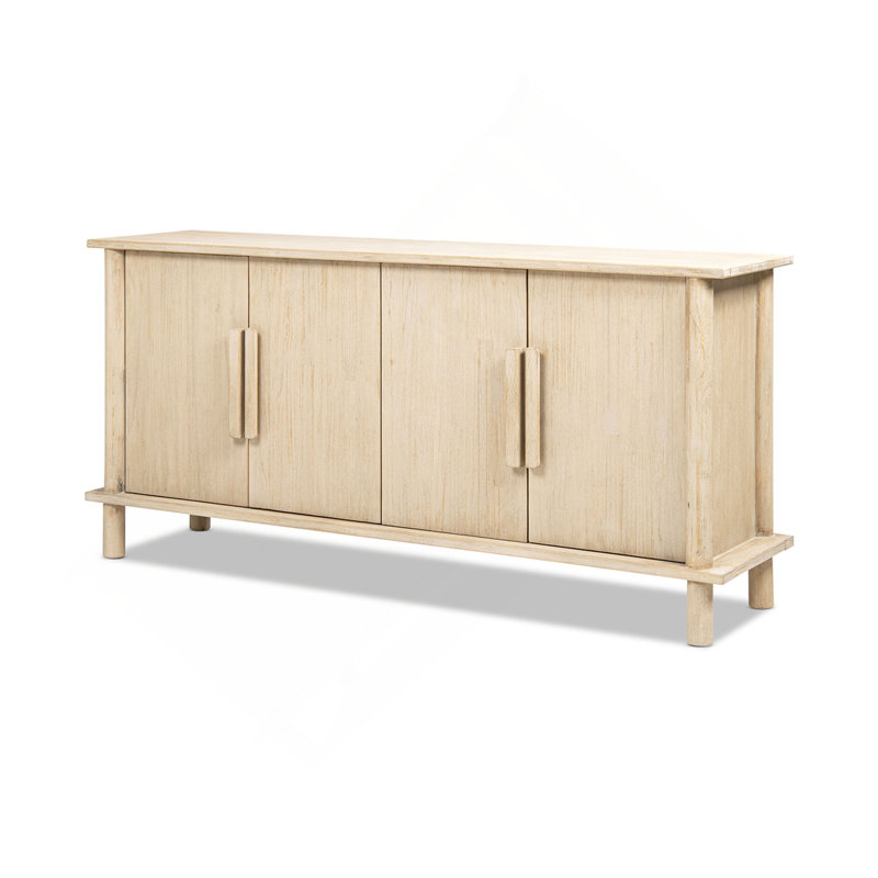 Buffet 71 po à 4 portes en bois de pin récupéré naturel et cérusé récupéré 71 po