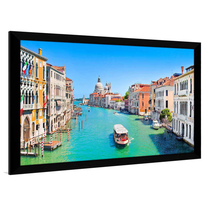 «Italian Canal», reproduction de photo encadrée, H 21,5 po x l 27,5 po x P 0,75 po, Cadre noir