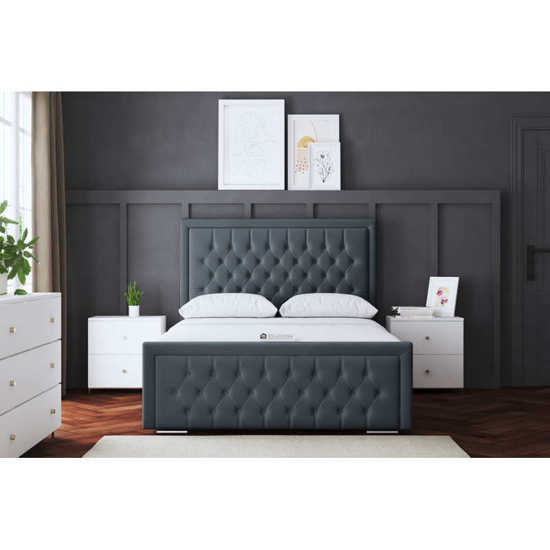 Allegra Upholstered Ottoman Bed with Headboard, Single (3'), Grey