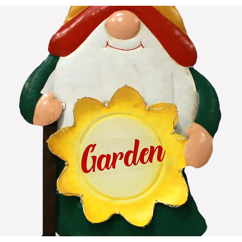 Gnome avec poteau de jardin Lawclyn