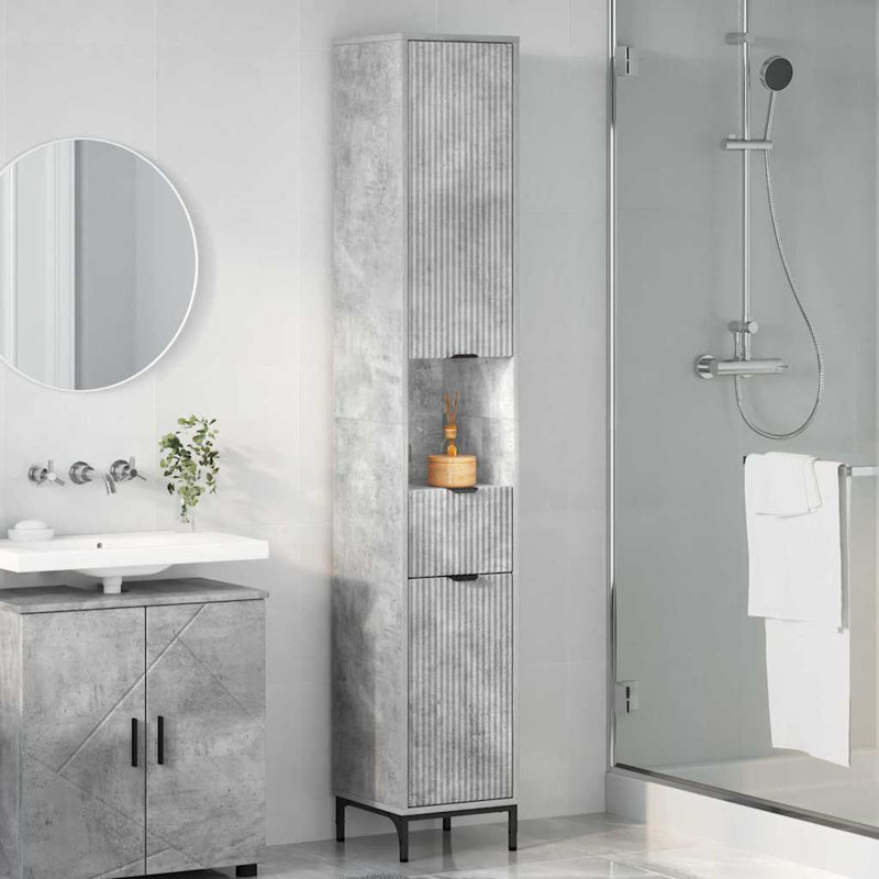 Freestanding Standard Bathroom Storage, Concrete Grey