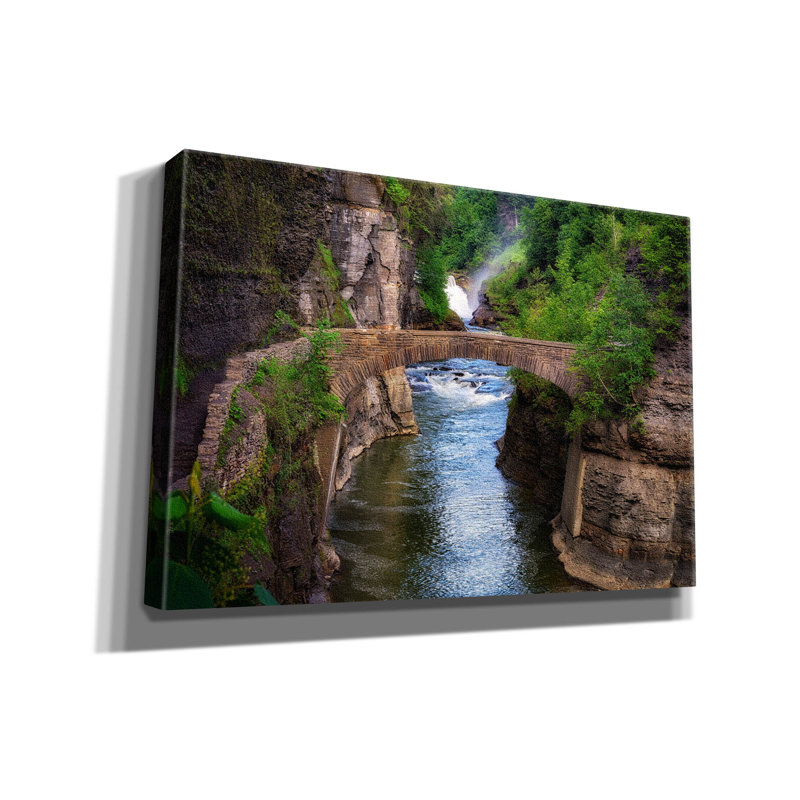 «Stone Bridge Over The Genesee» par Rick Berk, art mural sur toile, H 18 po x l 26 po x P 0,75 po