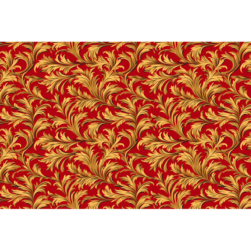 Polyester Comforter, Twin Comforter, Gold/Red Floral