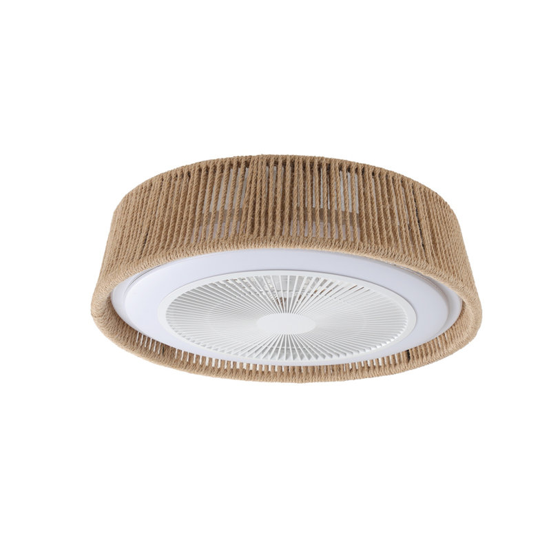 21" Bohemian Braided Ceiling Fan Light, Silent Remote Control With Timing Function, Adjustable Color Temperature, Suitable For Bedroom And Living Room (Silent/6-Speed/Reversible/Dc Motor)