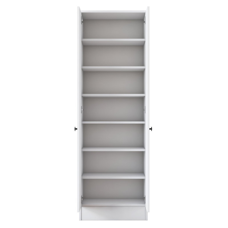 Versatile Multi-Purpose Cabinet, White, 23.6 x 72.0 x 14.8 inches | 100% Melamine Coated Particle Board, Thickness: 0.7 inches | Features Numerous Shelves & Wall-Mountable Design, Ideal for Storage & Organization
