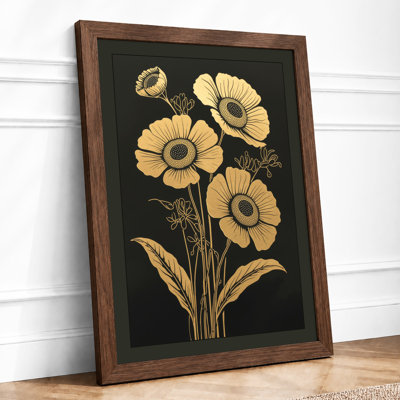 Sunflowers in Gold Botanical - Framed Print