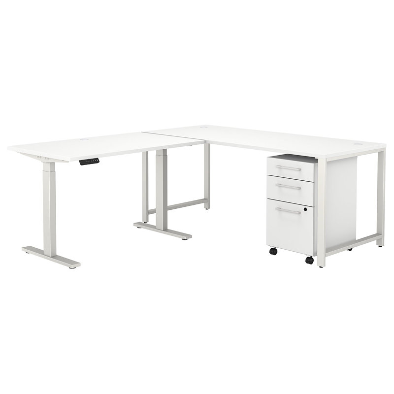 400 Series Adjustable L-Shaped Standing Desk, White
