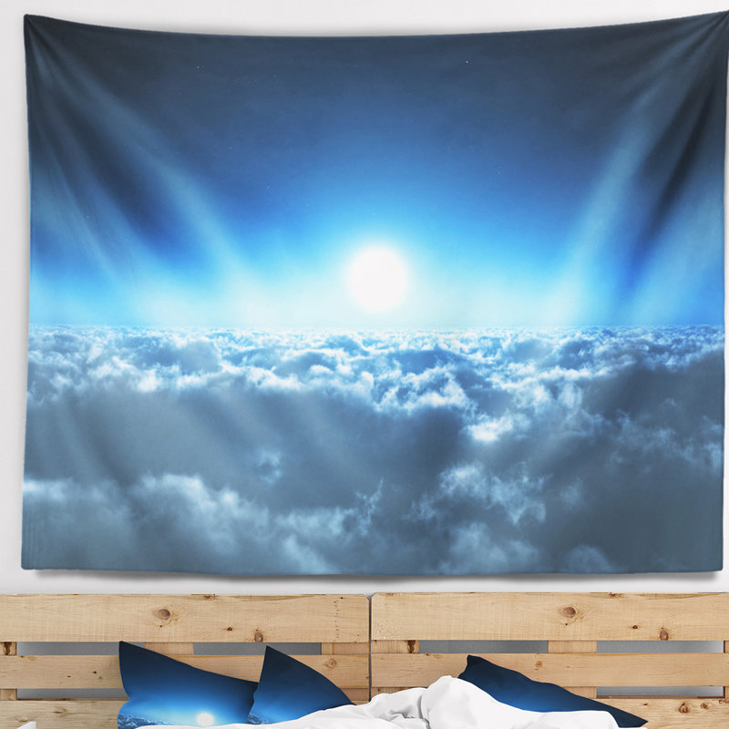 Tapisserie paysage paysage au-dessus des nuages, H 32 po x l 39 po