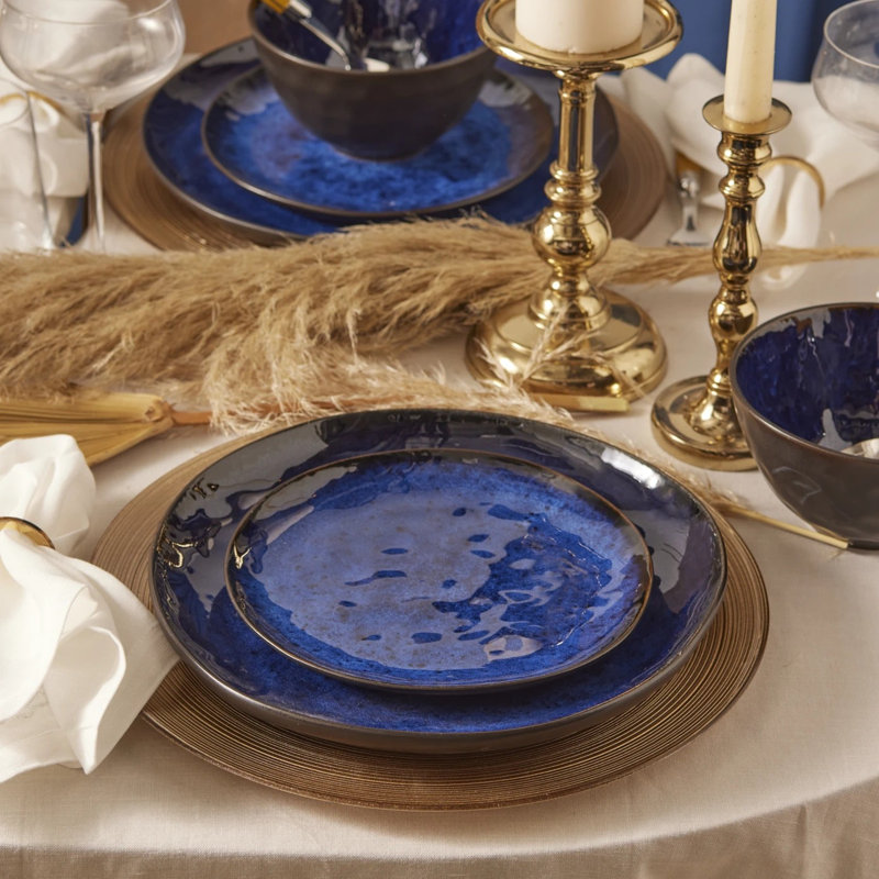 Ensemble de vaisselle élégante 18 pièces, argent | 100% céramique | Comprend 6 assiettes de service (10,6 po), 6 assiettes à dessert (9,1 po), 6 bols (5,9 po) | Parfait pour les repas formels et les réceptions, design élégant et durable, ne va pas