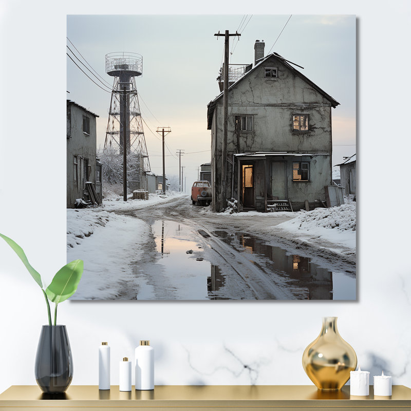 Warehouse Winter Scenery sur toile, H 24 po x l 24 po x P 1 po, Toile tendue