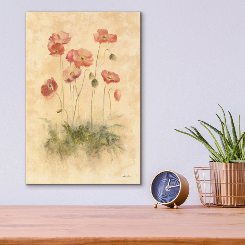 Art mural en verre Winston Porter «Sunshine Poppies» par Cheri Blum, H 16 po x l 12 po x P 0,13 po