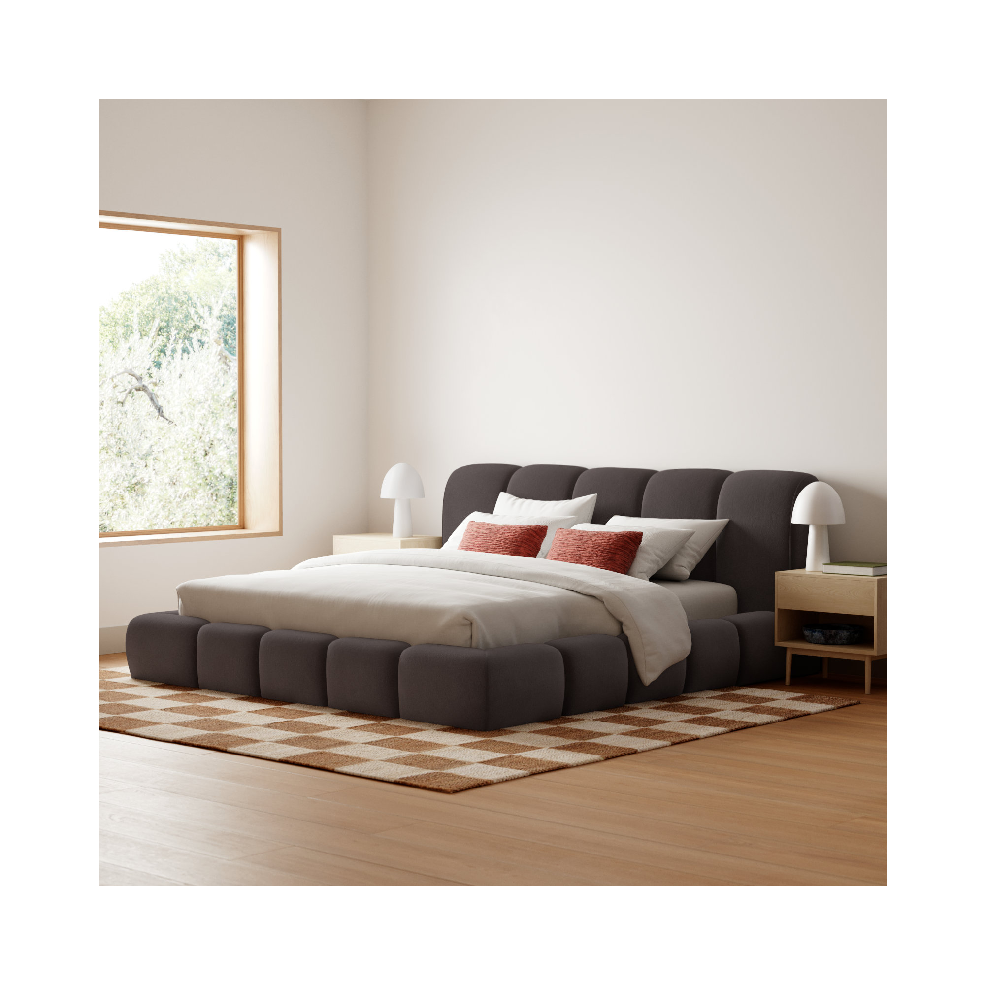 Vandalia Upholstered Bed, Brown, King
