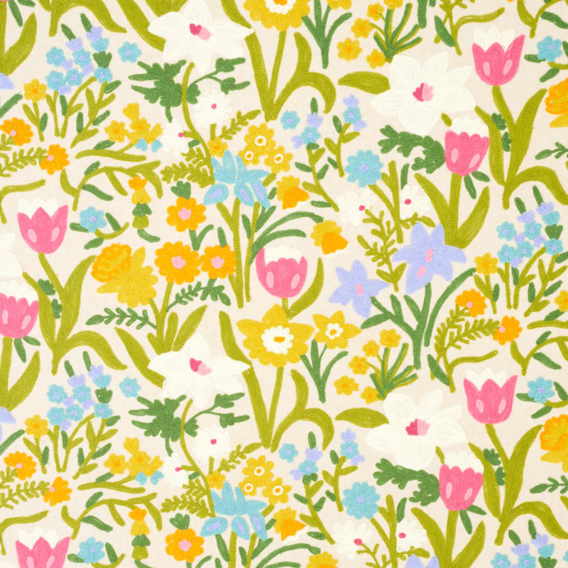 Crewel Garden Fabric, Multicolor