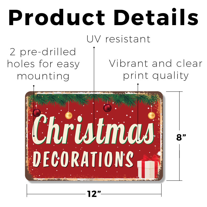 Enseigne de Noël en plastique 8 po x 12 po