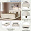 Lit rembourré avec bords roulés épais, pieds ovales à double couche rétro et tête de lit robuste-354090920-354090917